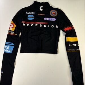 Black Racing Suit with Colorful Patches